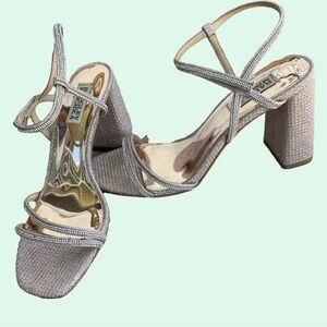 Rebekah Badgley Mischka Champagne block heels, size 8, Sparkly